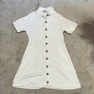 Free People Beach White Button-Down Dress